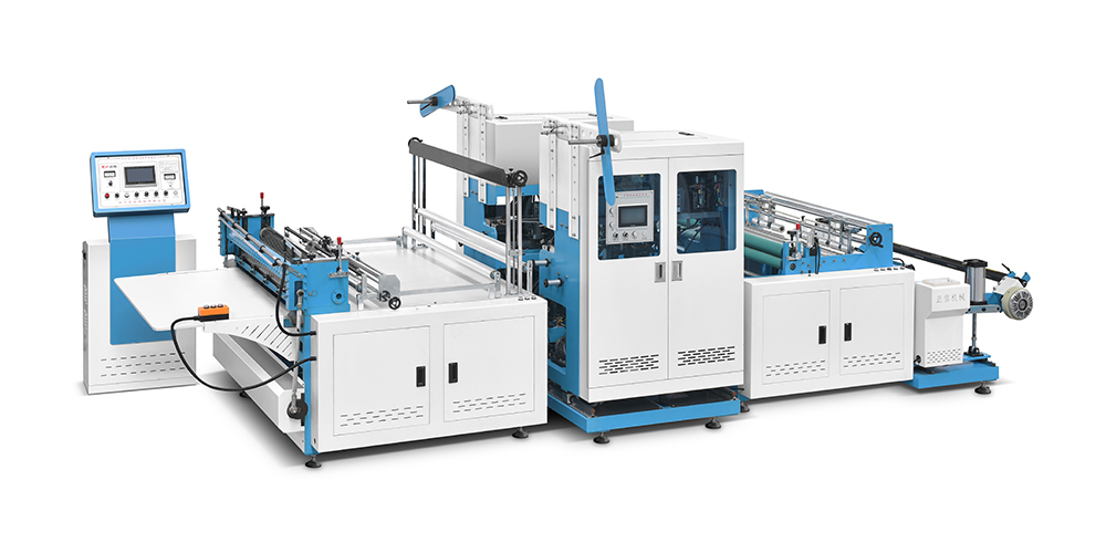 Máquina de corte transversal no tejida de mango colgante en línea