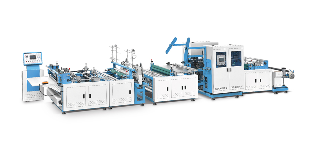 Non Woven Cross Cutting Machine With Online Handle Attaching And Sewing